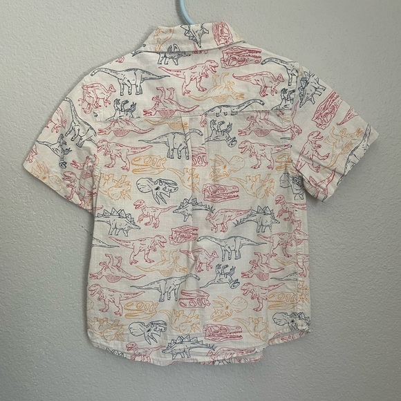 Cat & Jack Dinosaur Button Down Shirt Boys Short Sleeve Collared Top 100% Cotton - Picture 7 of 7